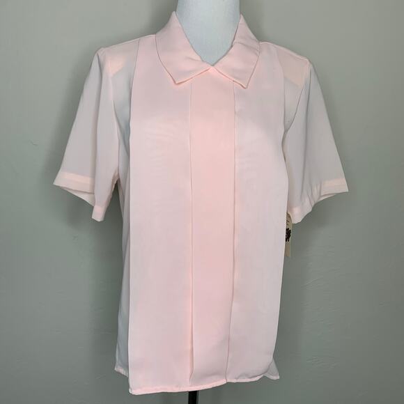 Vintage American Tops - Vintage  Pink Short Sleeve Blouse Sz 10 NWT Deadstock